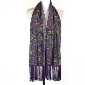 Women’s Purple Silk Scarf With Tassels